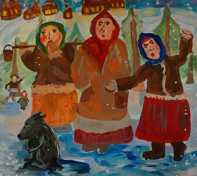 Киселёва Улита, 11 лет, Иллюстрация к сказке Лиса и Волк